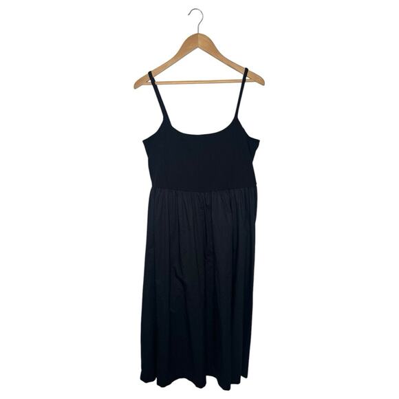 Old Navy Dress Womens XL Midi Cotton Spaghetti Strap Fit Flare Summer Black - Picture 2 of 13